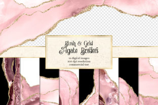 Blush and Gold Agate Borders: Elegant Digital Design Tools for Creative Professionals