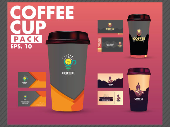 Coffee Cafe Logo with Glass Mockups