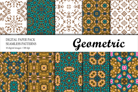 Digital Paper Geometric Brown Gold Blue: A Versatile Design Resource for Creative Professionals