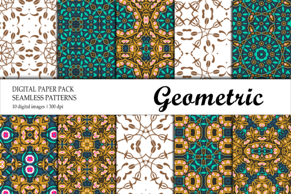 Digital Paper Geometric Brown Green Gold: A Versatile Design Resource