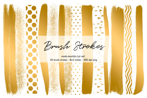 Gold Brush Strokes and Digital Hand Painted Brush Strokes: A Versatile Artistic Resource