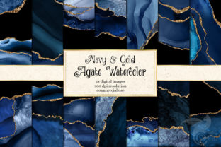 Navy and Gold Agate Watercolor Textures: Elevating Digital Design with Natural Elegance