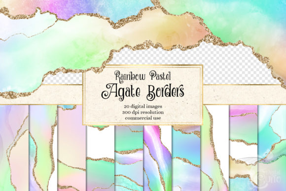 Rainbow Pastel Agate Borders for Creative Projects