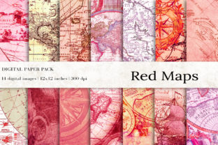 Red Maps Digital Papers: Vintage Map Textures for Creative Inspiration