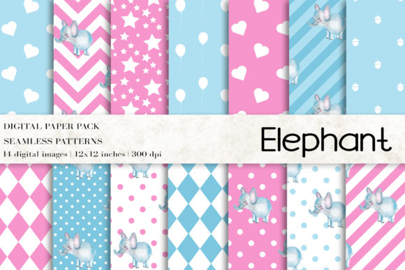 Watercolor Elephant Digital Papers