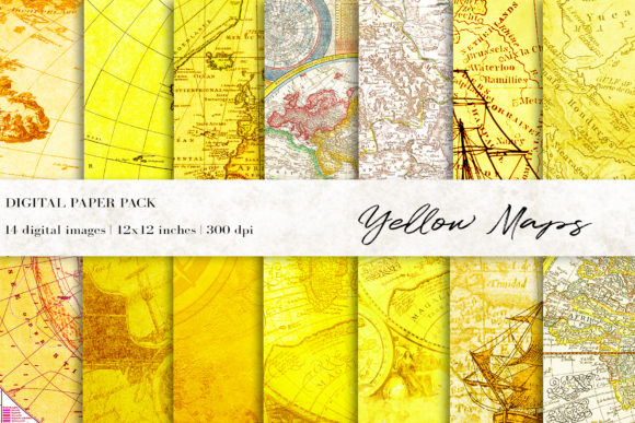 Yellow Maps Digital Papers